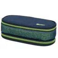 Spirit: My Bag neónovo-zelený modrý oválny peračník s dvomi priehradkami