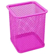 Spirit: Neónovo-ružový kovový hranatý držiak na ceruzky