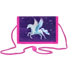 Spirit: Pegasus vzorovaná fialová peňaženka na suchý zips 12,5x8,5cm