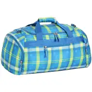 Spirit: Svetlomodrá neónovozelená športová taška s pruhovaným vzorom 55x31x41cm