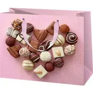 Srdce z dezertov, ružová veľká exkluzívna darčeková taška 26x13x32cm