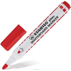 Stabilo: Plan WhiteBoard  fixka na tabuľu v červenej farbe obrázok 2
