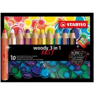 Stabilo Woody 3in1 ARTY set farebných ceruziek 10 dielny set
