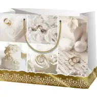 Stredne veľká darčeková taška so svadobným vzorom 18x23x10cm