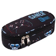 St.Right: Modrý Gamer čierno-modrý oválny peračník 23cm