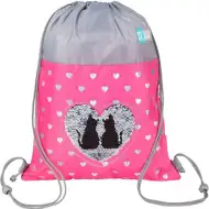 St.Right Ružové vrecko na telocvik so srdiečkovým vzorom 34x43cm