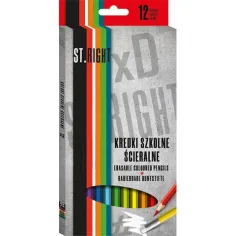 St.Right Šesťuholníková farebná ceruzka s gumou na konci 12ks sada