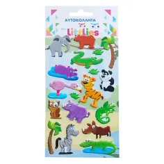 The Littlies: Džungľové zvieratá 3D pufová nálepka set 10x22cm na hárku