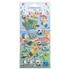 The Littlies: Futbalový vzor 3D pufová nálepka set 10x22cm na hárku