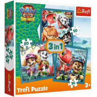 Tlapková patrola Ostrov dinosaurov – 3 v 1 puzzle 20, 36, 50 dielikov – Trefl