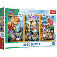Tlapková patrola Ostrov dinosaurov – 3 x 80-dielne puzzle – Trefl