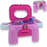 Toaletný stolík v prenosnom sedadle so šperkami a kozmetickými doplnkami