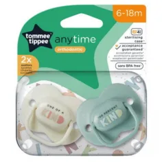 Tommee Tippee: AnyTime 2 ks súprava cumlíkov s ortodontickým tvarom (6-18 mesiacov)