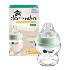 Tommee Tippee: Closer To Nature priehľadná sklenená fľaša na mlieko 150ml (0 mesiac+)