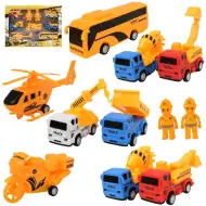 Truck Working: 7-dielny set stavebných vozidiel so zotrvačníkom a príslušenstvom