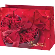 Veľká darčeková taška s ružami a nápisom "Szeretettel 26x14x33cm