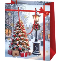 Vianočná atmosféra na ulici exkluzívna veľká darčeková taška 26x13x33cm