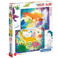 Vtipné dinosaury Supercolor 2v1 puzzle 2x60ks - Clementoni