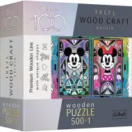 Wood Craft: Mickey a Minnie Mouse drevené puzzle 500+1dielikov- Trefl