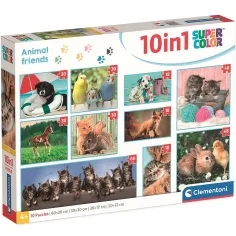 Zvierací priatelia 10v1 super color puzzle - Clementoni