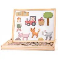 Zvieracia obojstranná magnetická tabuľa, set s dreveným rámom - Woodyland