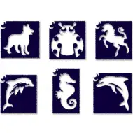 Zvieracie mini 2 sľudové tetovanie - sada šablónov 6 ks