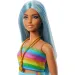 Barbie: Fashionista štýl bábika v farebne pruhovaných šatách - Mattel