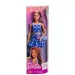 Barbie: Fashionista štýlová bábika v modrých šatách s glukomerom – Mattel