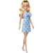 Barbie: Módna blondínka bábika v modrých šatách so vzorom motýlika – Mattel