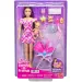Barbie bábika v kvetinových šatách babysitting herná súprava – Mattel