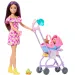 Barbie bábika v kvetinových šatách babysitting herná súprava – Mattel