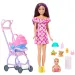 Barbie bábika v kvetinových šatách babysitting herná súprava – Mattel