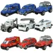 Car Model: Verejná služba 16ks záchranár, hasič, vojenský a pracovný stroj súprava vozidiel.
