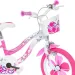 Detský bicykel Flappy 16” s košíkom a sedačkou pre bábiku v ružovo-bielej farbe – Dino Bikes bicykel