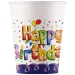 Dúhové narodeninové poháre s nápisom "Happy Birthday", 8-dielna súprava, 200 ml