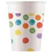 Farebné bodkované papierové poháre 8 ks sada 200 ml