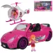 Fashion Sport Car: Ružový športový automobilový set so svetlom a zvukom, s helikoptérou.