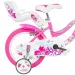 Flappy 14” detský bicykel s košíkom a sedačkou pre bábiku v ružovo-bielej farbe – bicykel Dino Bikes