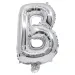 Fóliový balón v tvare písmena B striebornej farby – písmeno B 32 cm