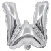 Fóliový balónik v tvare písmena W striebornej farby – 32 cm