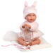 Llorens: Abril 42 cm plačúca bábika v čiapke s králičími uškami so spacím vakom