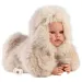 Llorens: Leo 45 cm plačúca bábika s cumlíkom v krémovom zamatovom kabátiku.