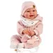 Llorens: Tala Sonrisas 44cm novorodenec s hlasom v ružovom overale
