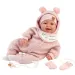 Llorens: Tala Sonrisas 44cm novorodenec s hlasom v ružovom overale