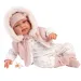 Llorens: Tina 44 cm novorodenec v ružovej kapucňovej veste.