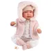 Llorens: Tina 44 cm novorodenec v ružovej kapucňovej veste.