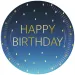 Modrá papierová tanierová súprava s nápisom "Happy Birthday", 8 ks, 23 cm