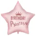 Narodeninový fóliový balón – s nápisom „Birthday Princess“, hviezdicový tvar, ružový, 46 cm