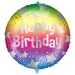 Narodeninový fóliový balón – s nápisom „Happy Birthday“, s dúhovým hviezdičkovým vzorom, 46 cm