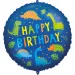 Narodeninový fóliový balón – s nápisom „Happy Birthday“, s motívom dinosaurov, 46 cm